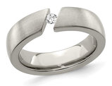 Men's 1/10 Carat (ctw) Diamond Titanium 6mm Brushed Band Ring